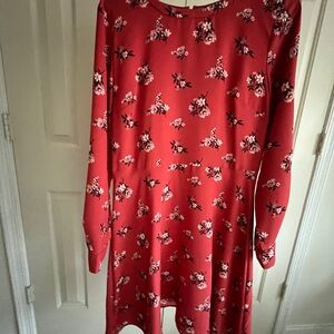 LOFT Red Floral Dress